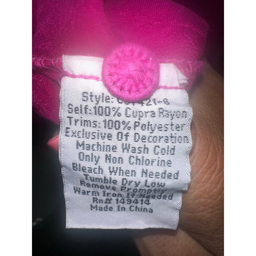 Johnny Was XS Fuchsia Embroidered Floral Boho Dress Sheer Silk Blend 3/4 Sleeve - Picture 4 of 9
